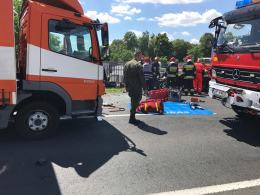 Wypadek na DW 414 we Wrzoskach. Zderzenie TIR-a z osobówką