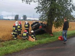 Pijany kierowca wylądował na drzewie. Cztery osoby w szpitalu