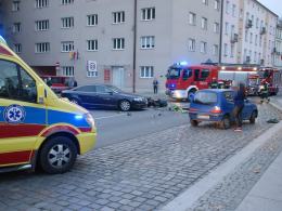 Zderzenie audi z motocyklem na Piastowskiej