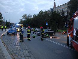 Zderzenie audi z motocyklem na Piastowskiej