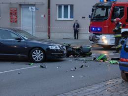 Zderzenie audi z motocyklem na Piastowskiej