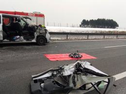 Wypadek na autostradzie A4. W akcji śmigłowiec LPR