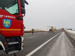 Wypadek na autostradzie A4. W akcji śmigłowiec LPR