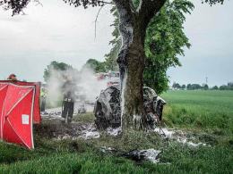 Wypadek pod Kluczborkiem. Zwęglone zwłoki utrudniają ustalenie płci kierowcy