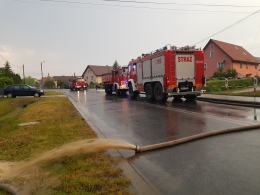 Blisko 80 strażaków odpompowywało wodę po ulewie w Rusocinie (pow. nyski)