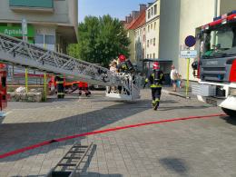 Pożar mieszkania na Kościuszki. Ewakuacja Ludzi