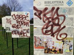 W Grudzicach wandale zdewastowali przystanek i pamiątkowe tablice