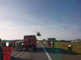 Niebezpieczna niedziela na A4. Do wypadku lądowały dwa śmigłowce LPR