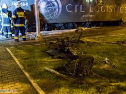 W Kluczborku zapaliła się lokomotywa elektryczna