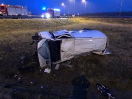 Auto dostawcze wypadło z trasy na 244 km A4