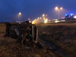 Auto dostawcze wypadło z trasy na 244 km A4
