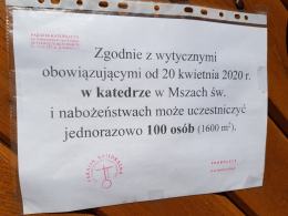 Ile wiernych może wejść do Katedry? Czy muszą mieć maseczkę?