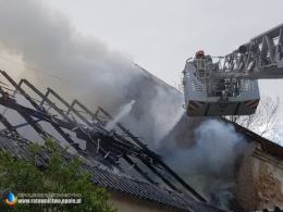 Pożar budynku gospodarczego w Złotogłowicach. Na miejscu 11 zastępów straży