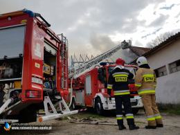 Pożar budynku gospodarczego w Złotogłowicach. Na miejscu 11 zastępów straży