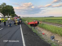 Zderzenie 3 samochodów osobowych na trasie Strzeleczki - Kujawy