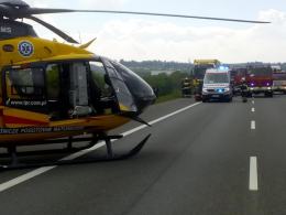 Wypadek na strzeleckim odcinku A4. Lądował śmigłowiec LPR