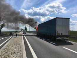 Pożar samochodu ciężarowego w Kuniowie
