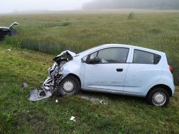 Niebezpieczny poranek na drogach. Zderzenie pojazdów w powiecie strzeleckim