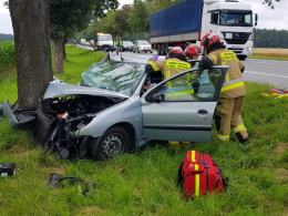 Wypadek na DK 94 przed Strzelcami Opolskimi. Ranna kierująca osobówką