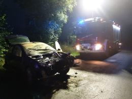 Kobieta straciła panowanie nad pojazdem. Miała dużo szczęścia