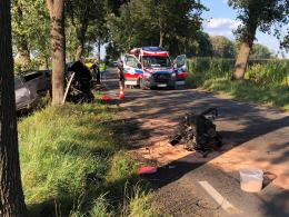 Wypadek w Wawelnie pod Opolem. Audi uderzyło w drzewo