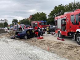 Czołowe zderzenie na ulicy Bohaterów Monte Cassino w Opolu