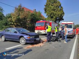 Wypadek z udziałem motocyklisty na trasie Opole - Kluczbork