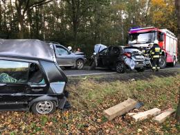 Zderzenie 3 samochodów na trasie Borkowice - Skarbiszów