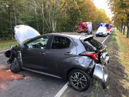 Zderzenie 3 samochodów na trasie Borkowice - Skarbiszów