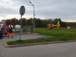 Rowerzysta wjechał prosto pod samochód ciężarowy. Lądował śmigłowiec LPR