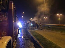 Laweta zapaliła się podczas jazdy. Niebezpieczne zdarzenie na A4