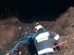 Pożar dzikiego wysypiska śmieci w Ligocie Turawskiej