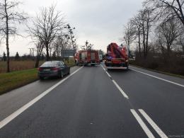 Zderzenie samochodu osobowego i ciężarowego w Małujowicach