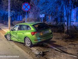 Zderzenie BMW i Skody w Kluczborku. Dwie osoby trafiły do szpitala