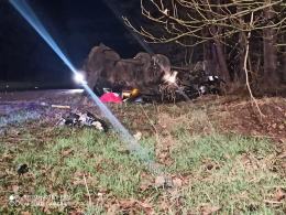 Interwencja służb na trasie Prądy-Wawelno. Dwoje uczestników zdarzenia pod wpływem alkoholu