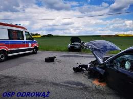 Zderzenie pojazdów w Malni. Jedna osoba trafiła do szpitala