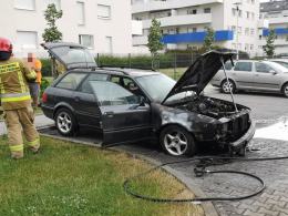 Pożar samochodu osobowego na ulicy Sieradzkiej w Opolu