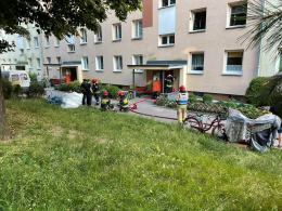 Pożar w bloku przy ulicy Dambonia w Opolu. Jedna osoba została poszkodowana
