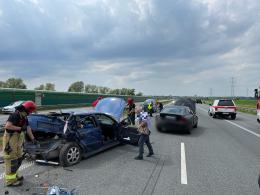 Zderzenie kilku pojazdów na 209 km autostrady A4. Lądował śmigłowiec LPR
