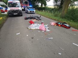 Kierowca motocykla w krytycznym stanie. Wypadek pod Namysłowem