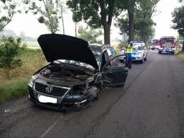 Czołowe zderzenie pojazdów w gminie Baborów. Dwie osoby zostały ranne