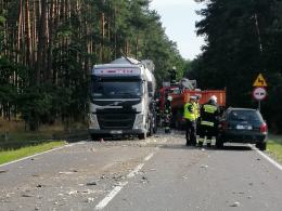 Dwa samochody ciężarowe zderzyły się w powiecie kluczborskim