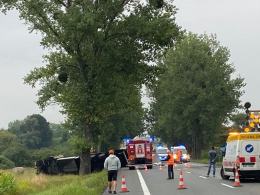 Tir wywrócił się na DK 39. Ranne dziecko i kierowca