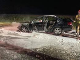 Pożar samochodu na autostradzie A4