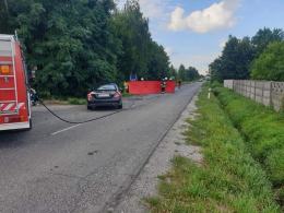 Zderzenie motocykla i osobówki w Skorogoszczy