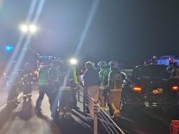 Zderzenie 4 samochodów na autostradzie A4