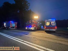 Czołowe zderzenie aut na DK45 w Jasieniu. Dwie osoby trafiły do szpitala