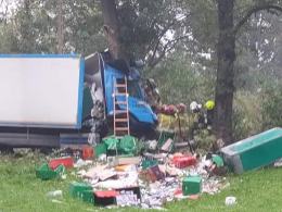 Kierowca ciężarówki uderzył w drzewo. Śmiertelny wypadek w Ujeździe