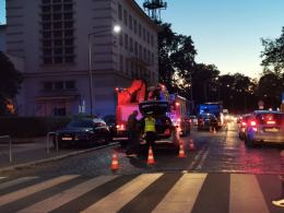 Zderzenie czołowe BMW i autobusu na Korfantego w Opolu