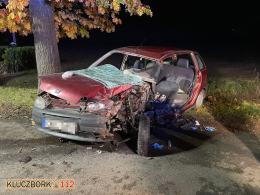 Kierujący punto uderzył w drzewo. Wypadek w gminie Wołczyn